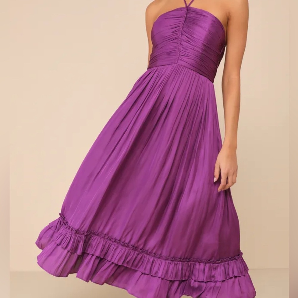 Lulu's Radiant Purple Halter Midi Dress